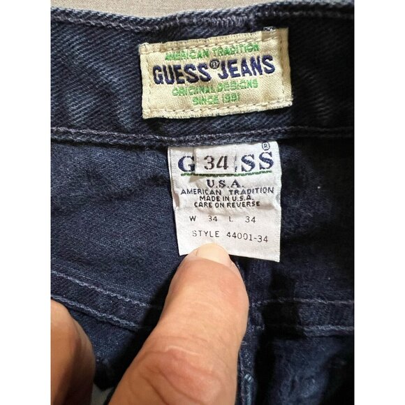 Vintage 90s Guess Jeans Mens 32x29 Dark‎ Wash Classic USA George Marciano. - Picture 2 of 11